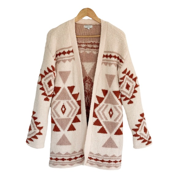 Warm & Cozy Lifestyle by Poof Sweaters - Warm & Cozy Lifestyle by Poof Open Front Cardigan Southwestern Pattern - Size L
